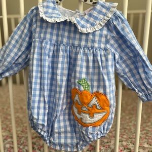 Blue Gingham Pumpkin Bodysuit for Kids